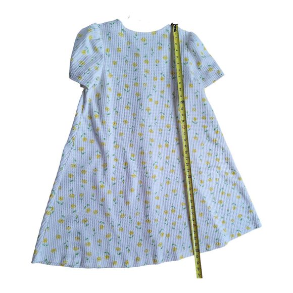 Miss Elaine House Coat Robe Full Zip Summer White Yellow Floral Waffle Texture M - Picture 9 of 12